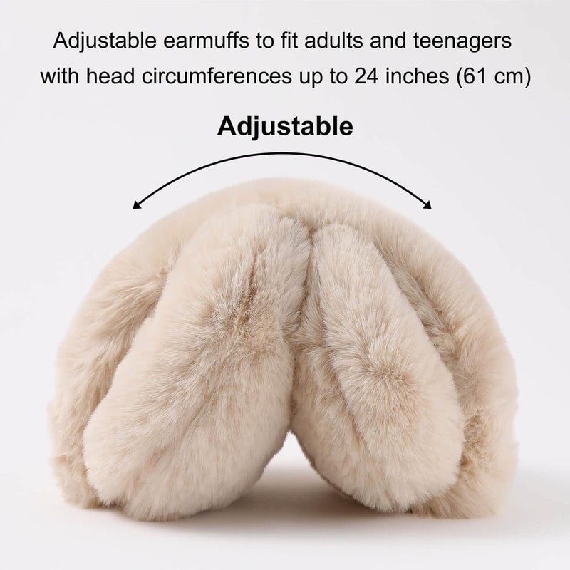 SUNBORRY Store Foldable Ear Muffs for Women, Faux Fur Adjustable Earmuffs for Winter - Image 3